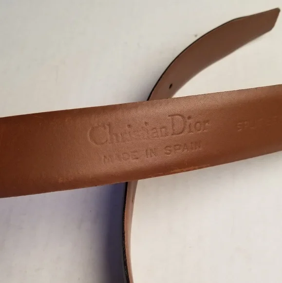 Christian Dior Brown Leather Belt with Gold